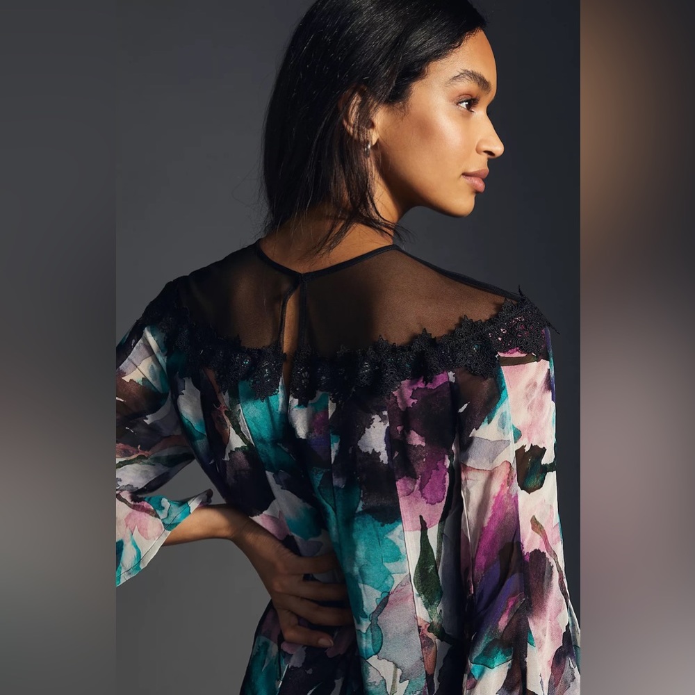Flutter-Sleeve Lace Mini Dress - Picture 2 of 15